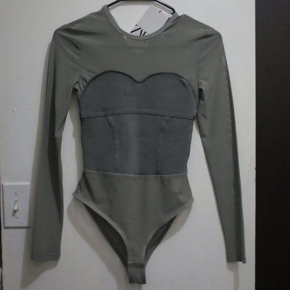 Zara Tops - NWT Zara Khaki Bodysuit.